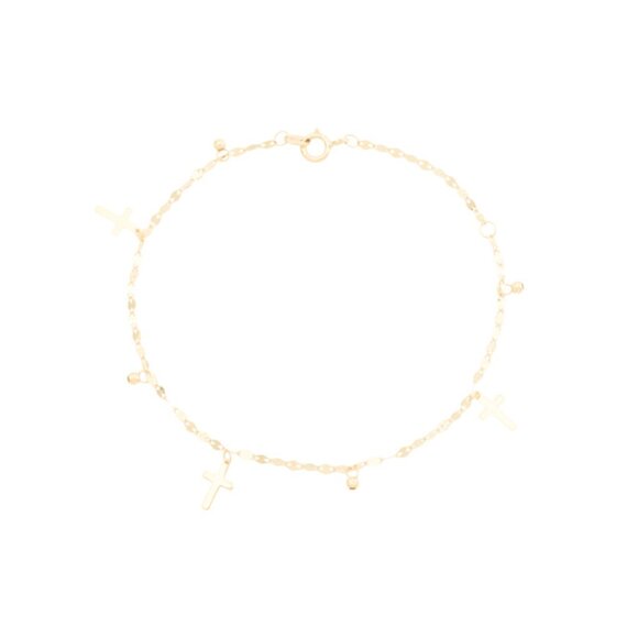 GOLDEN CLEF Gold Made In Italy 14k Gold Cross Charms Bracelet - Picture 1 of 2